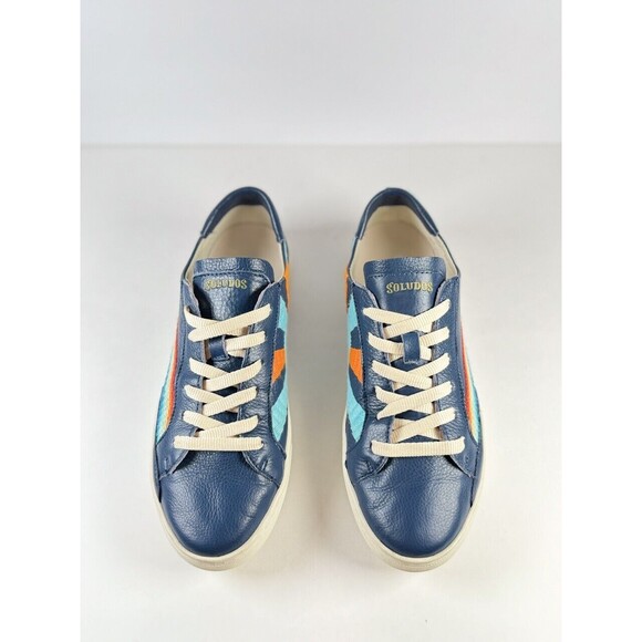 Soludos Womens Shoes Blue Leather Rainbow Wave Sneakers Low Top Casual US 10 - Picture 2 of 8